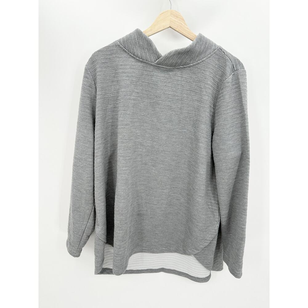 D&Co Active Grey Long Sleeve Crossover Neck Sweatshirt Womens XL Pullover
